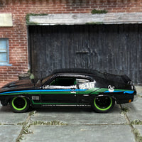 Custom Hot Wheels - 1973 Ford Falcon XB - Black, Blue and Green - Black and Green Mag Wheels - Rubber Tires