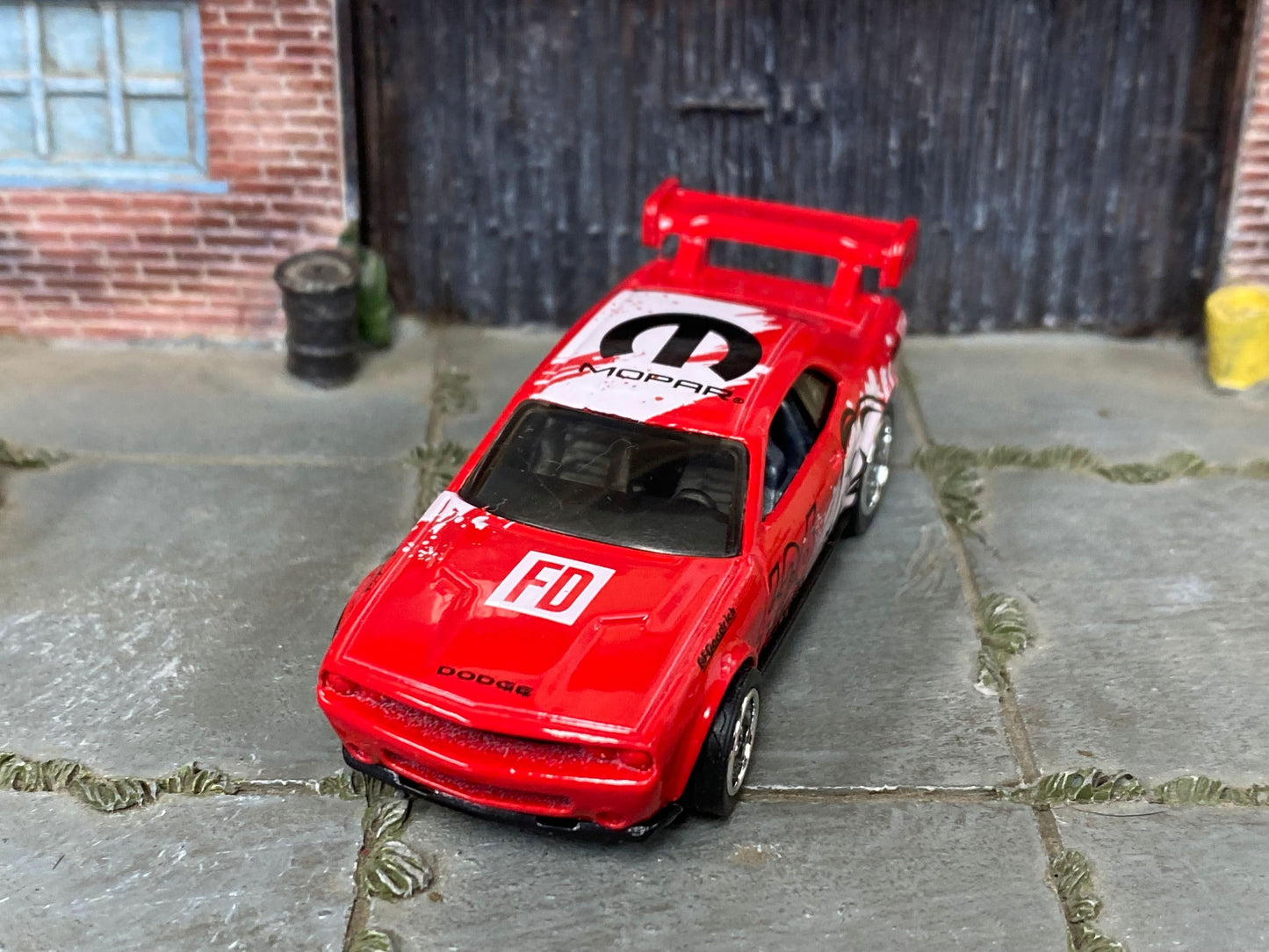 Custom Hot Wheels - Dodge Challenger Drift Car - Red, White and Black 426 - Chrome Mag Wheels - Rubber Tires