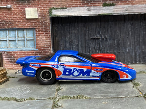 Custom Hot Wheels - Pro Stock Firebird Drag Car -Blue, Red and White B&M - Black and Chrome Mag Wheels - Rubber Tires