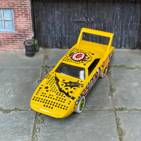 Custom Hot Wheels - 1970 Plymouth Superbird  - Yellow Art Series - Green Mag Wheels - Red and White Rubber Tires