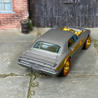 Custom Hot Wheels - 1967 Pontiac Firebird - Satin Gray and Gold 53 Years - Gold Mag Wheels - Redline Rubber Tires