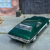 Custom Hot Wheels - 1972 Gran Torino Sport - Green and White - Chrome Steel Wheels - Rubber Tires