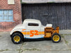 Custom Hot Wheels - 1932 Ford 3 Window - White, Orange and Gold 52 Years - Yellow and Chrome Mag Wheels - Rubber Tires