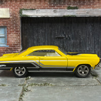 Custom Hot Wheels - 1966 Ford Fairlane GT - Yellow, White and Black - Chrome Mag Wheels - Rubber Tires