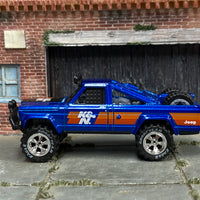 Custom Hot Wheels - 1973 Jeep J10 - Blue K&N - Gold Mag Wheels - Goodyear Offroad Rubber Tires