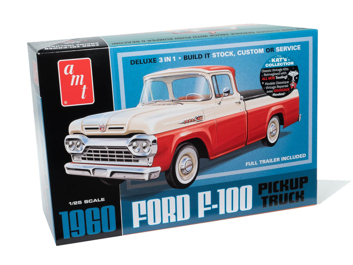 AMT 1960 Ford F-100 Pickup w/Trailer 1:25 Scale Model Kit - official exact-product image 1