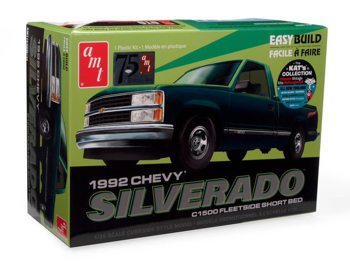 AMT 1992 Chevrolet Silverado Shortbed Fleetside Pickup Easy Build 1:25 Scale Model Kit product view 1