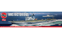 Airfix HMS Victorious plastic ship model kit example; club selection and scale vary.