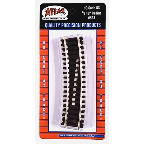 Atlas HO Code 83 1/2 18" Radius Curved Track – 4-Pack — exact product view