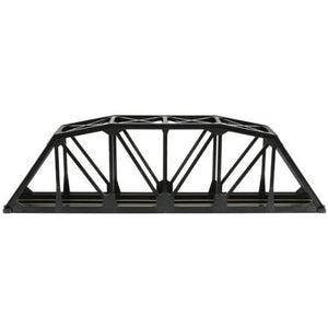 Atlas 888 black HO Code 100 18-inch through-truss bridge, assembled side view.