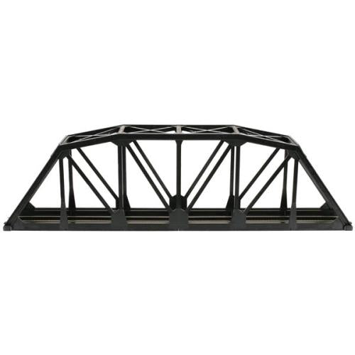 Atlas 888 black HO Code 100 18-inch through-truss bridge, assembled side view.