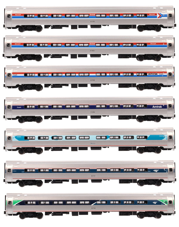 Amtrak Amfleet I Coach 7 Car Set All Phases (Limited Edition) (106-105) exact product view 1