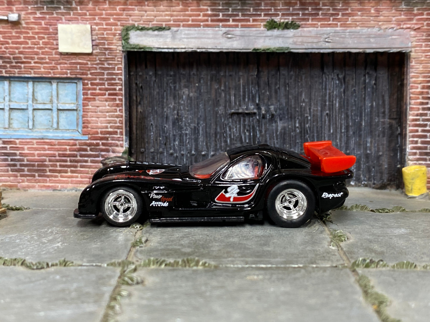 Custom Hot Wheels - Panoz GTR-1 - Black and Red - Chrome Mag Wheels - Rubber Tires