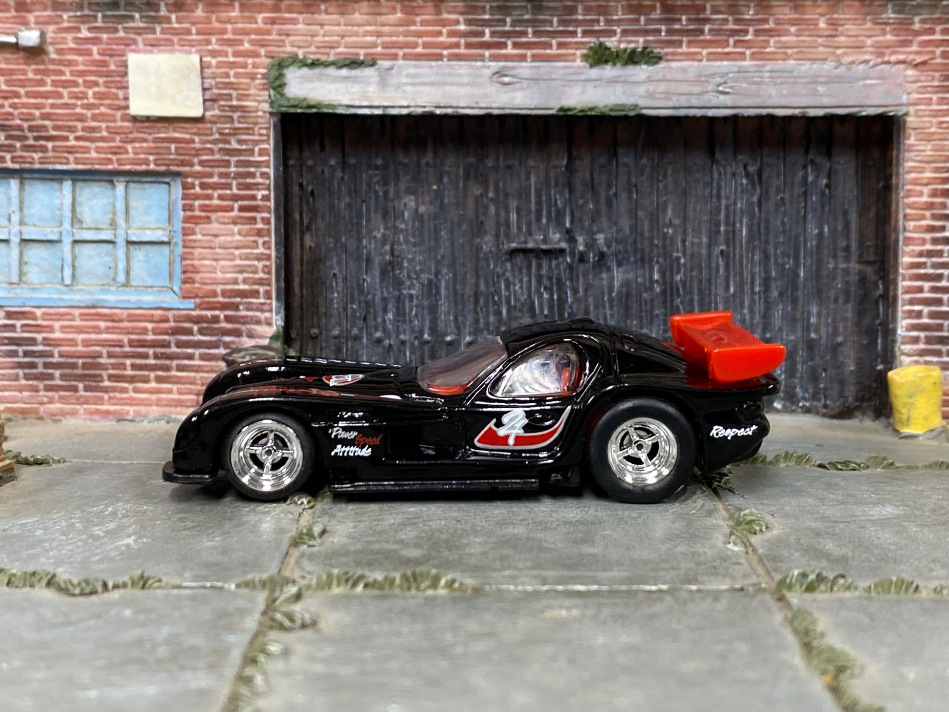 Custom Hot Wheels - Panoz GTR-1 - Black and Red - Chrome Mag Wheels - Rubber Tires