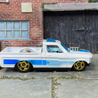 Loose Hot Wheels - 1971 Chevy LUV Pick Up Drag Truck - White and Blue