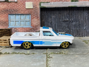 Loose Hot Wheels - 1971 Chevy LUV Pick Up Drag Truck - White and Blue