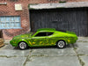 Custom Hot Wheels - 1969 Mercury Cyclone - Green and Yellow with Flames - Chrom Mag Wheels - Rubber Tires
