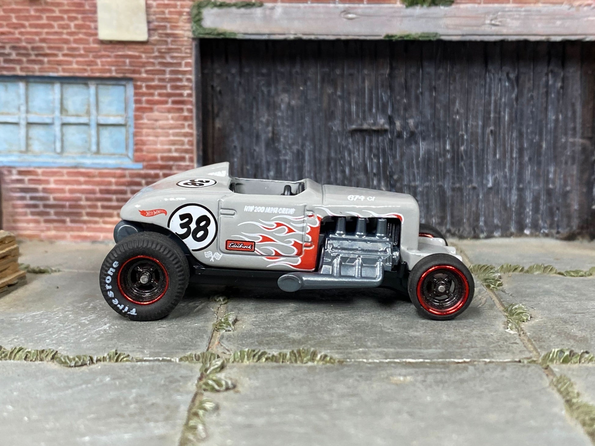 Custom Hot Wheels - 1928 Ford MAX STEEL - Gray38 - Black and Red Mag Wheels - Rubber Tires