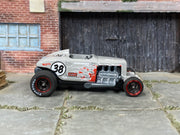 Custom Hot Wheels - 1928 Ford MAX STEEL - Gray38 - Black and Red Mag Wheels - Rubber Tires