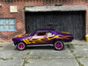 Custom Hot Wheels - 1968 Chevy Nova - Purple with Flames - Pink and Chrome 5 Spoke Wheels - Rubber Tires