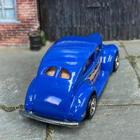 Custom Hot Wheels - 1940 Ford Fat Fender - Blue - Chrome AMR Wheels - Rubber Tires