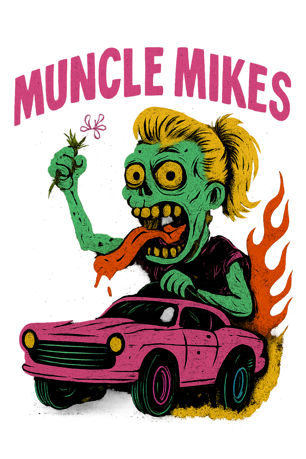White Rat Rod shirt with vintage hot rod illustration from Muncle Mikes Monthly Tee Club