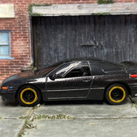 Custom Matchbox - Subaru SVX - Black - Black and Gold Race Wheels - Rubber Tires