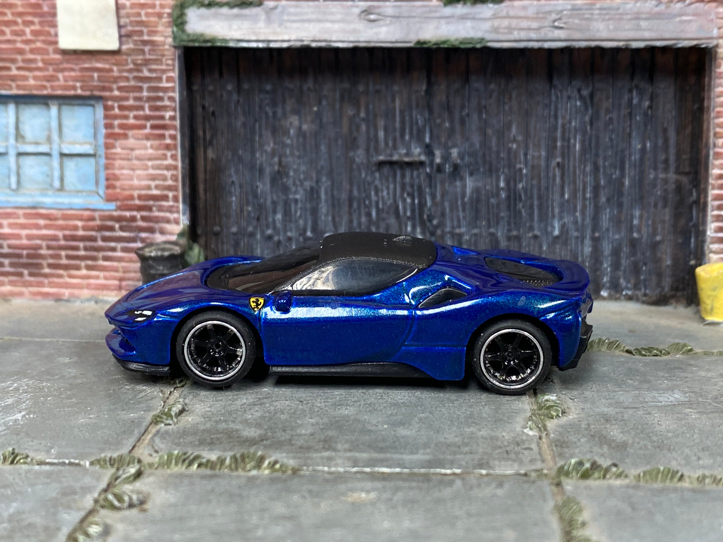 Custom Hot Wheels - Ferrari SF90 Stradale - Dark Blue - Chrome and Black Mag Wheels - Rubber Tires