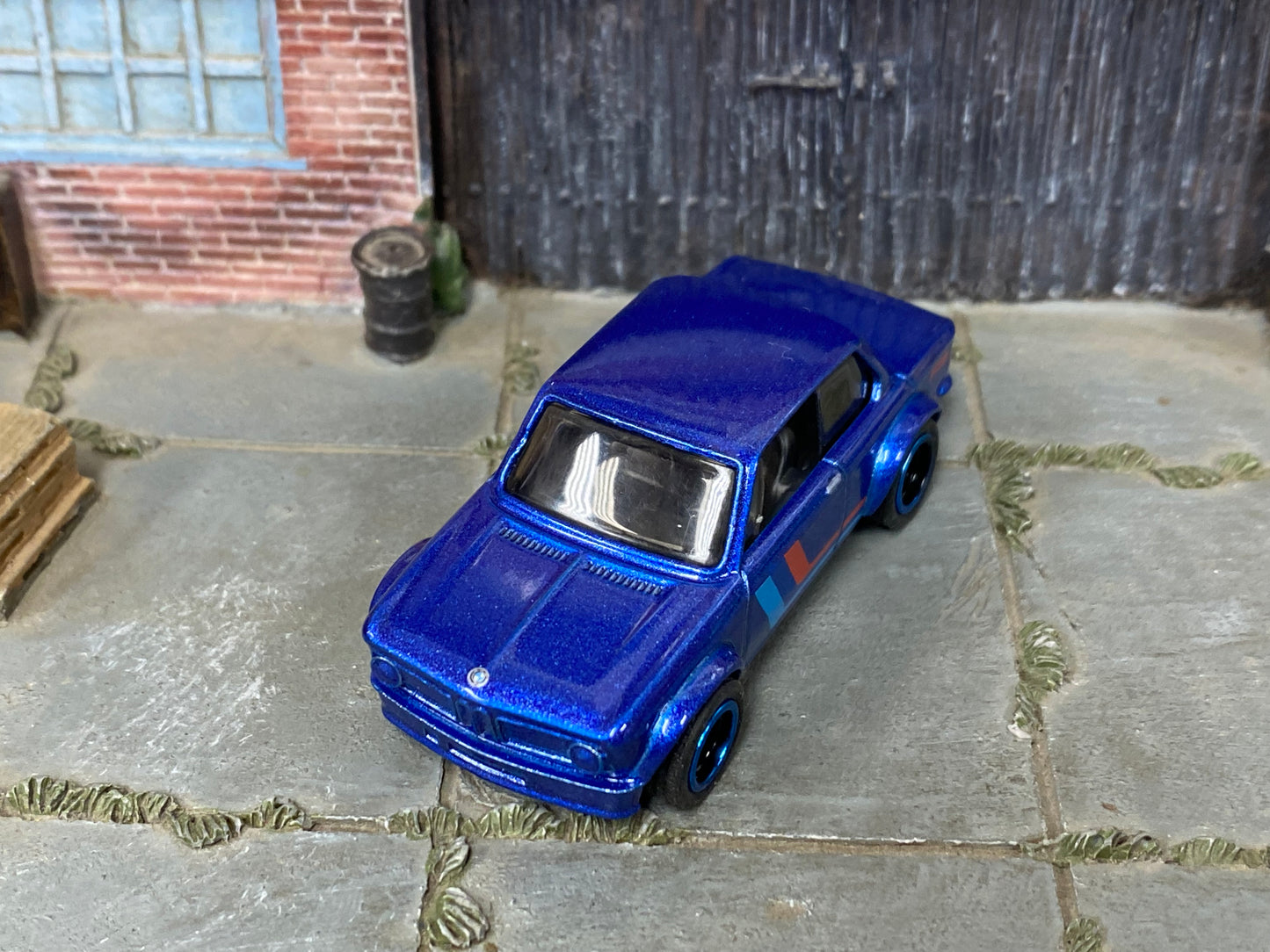 Custom Hot Wheels - BMW 2002 - Blue - Black and Blue Mag Wheels - Rubber Tires