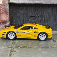 Custom Hot Wheels - Ferrari F355 Challenge - Yellow - White Mag Wheels - Rubber Tires
