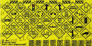 Blair Line HO Scale Highway Signs: Warning #4 1948-Present (black, yellow) – 110 — exact product reference