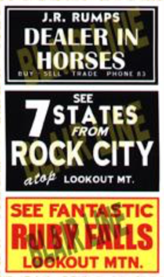 Blair Line N Scale Barn Sign Decals - Set #2 - Dealer In Horses, See Ruby Falls, See Rock City – 1251 — exact product reference