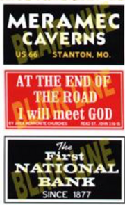 Blair Line N Scale Barn Sign Decals - Set #3 - Meramac Caverns, Will Meet God, First National Bank – 1252 — exact product reference