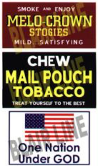 Blair Line N Scale Barn Sign Decals - Set #5 - Melo Crown Stogies, Mail Pouch, One Nation – 1254 — exact product reference