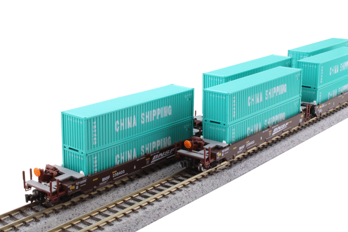 MAXI-I BNSF “Swoosh” 5-Unit Set #238403 w/ China Shipping Containers (106-6210) exact product view 2