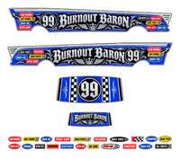 Burnout Baron – Cobalt & Silver – one complete 1955 gasser decal set