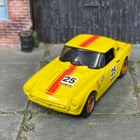 Custom Hot Wheels - Honda S800 Racing - Yellow and Red - Red and Chrome Mag Wheels - Rubber Tires