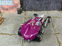 Saltflat Racer custom with rubber tires, rear three-quarter view