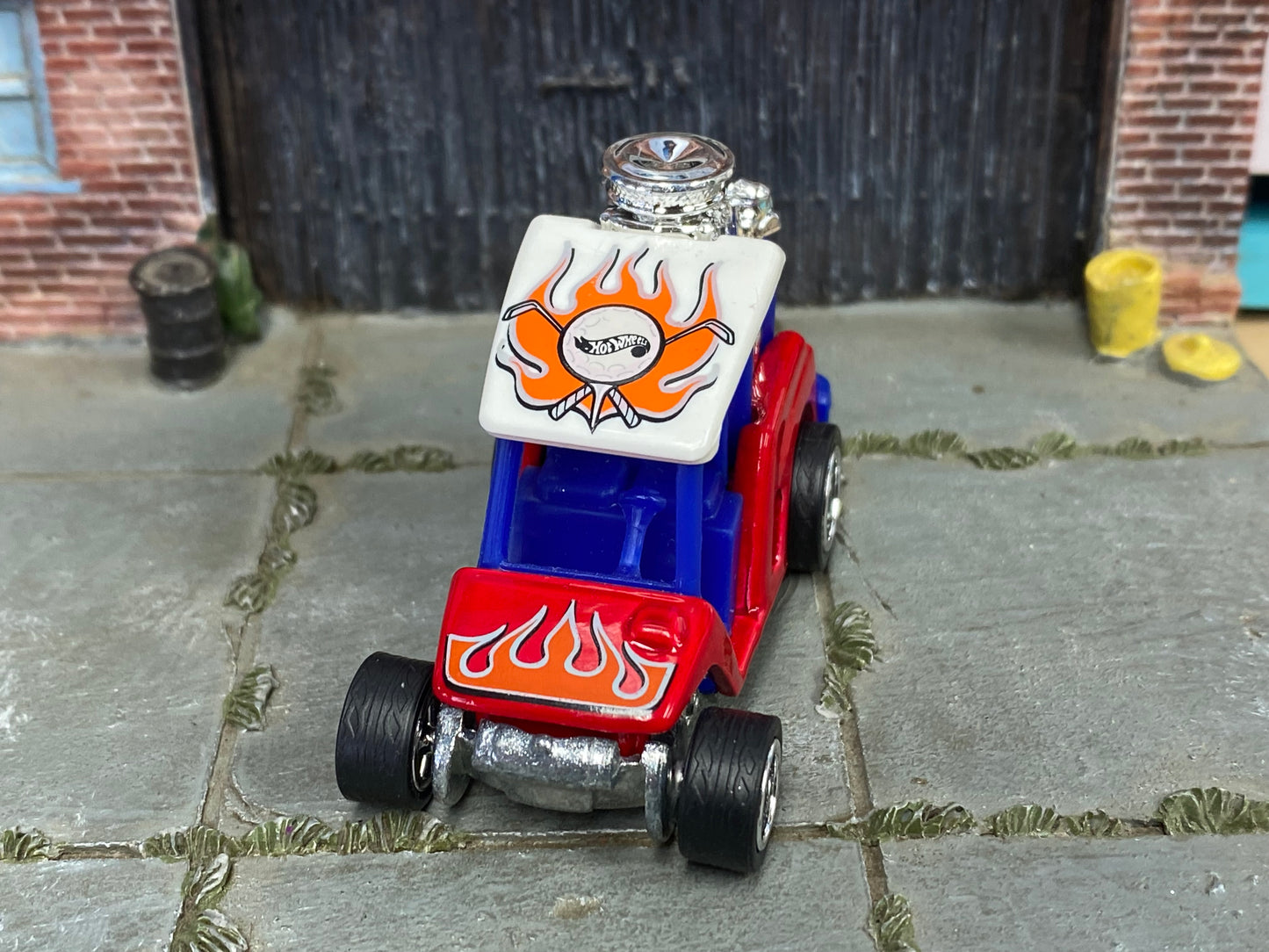 Custom Hot Wheels - Tee'd Off Golf Cart - Red, White and Blue - Chrome AMR Wheels - Rubber Tires