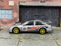 Custom 1987 Ford Sierra Cosworth silver-and-black car, opposite side view