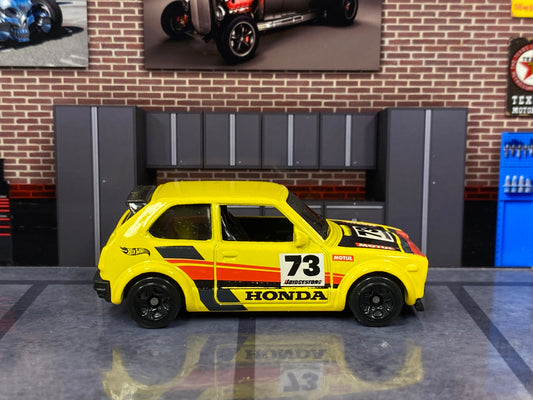 Loose Hot Wheels - 1973 Honda Civic Custom - Yellow, Red and Black 73