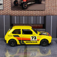 Loose Hot Wheels - 1973 Honda Civic Custom - Yellow, Red and Black 73