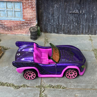 Loose Hot Wheels - Monster High Goul Mobile - Dark Purple and Pink Spider Web