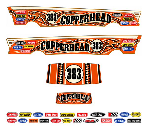 Copperhead – Copper, Black & Ivory – one complete 1955 gasser decal set