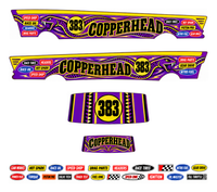 Copperhead – Purple & Gold – one complete 1955 gasser decal set