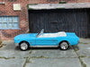 Custom Hot Wheels - 1965 Ford Mustang Convertible - Blue and White - Chrome Steel Wheels - Rubber Tires