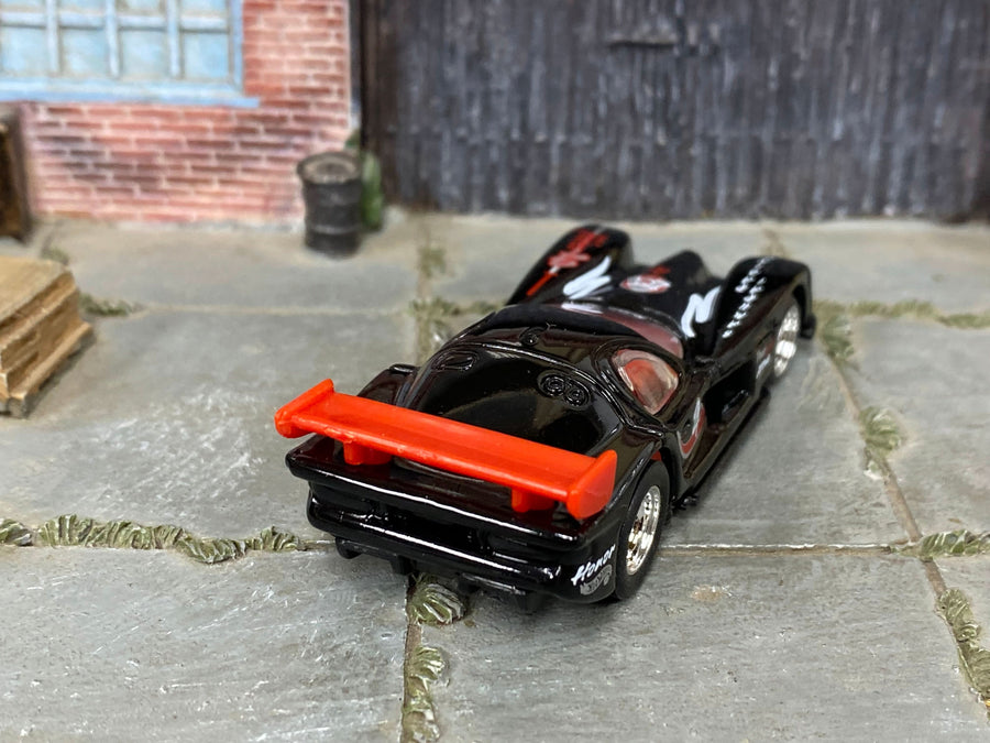 Custom Hot Wheels - Panoz GTR-1 - Black and Red - Chrome Mag Wheels - Rubber Tires