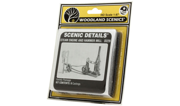 Woodland Scenics D229 HO Steam Engine and Hammer Mill Kit actual kit package