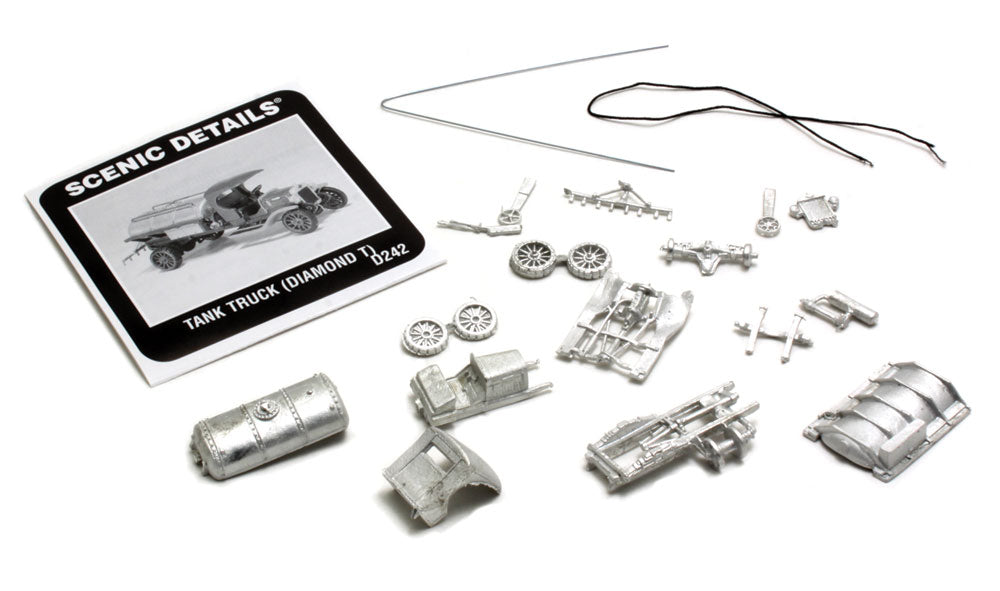 Woodland Scenics D242 HO Diamond T Tank Truck Kit actual unassembled components