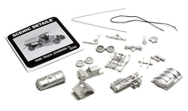 Woodland Scenics D242 HO Diamond T Tank Truck Kit actual unassembled components